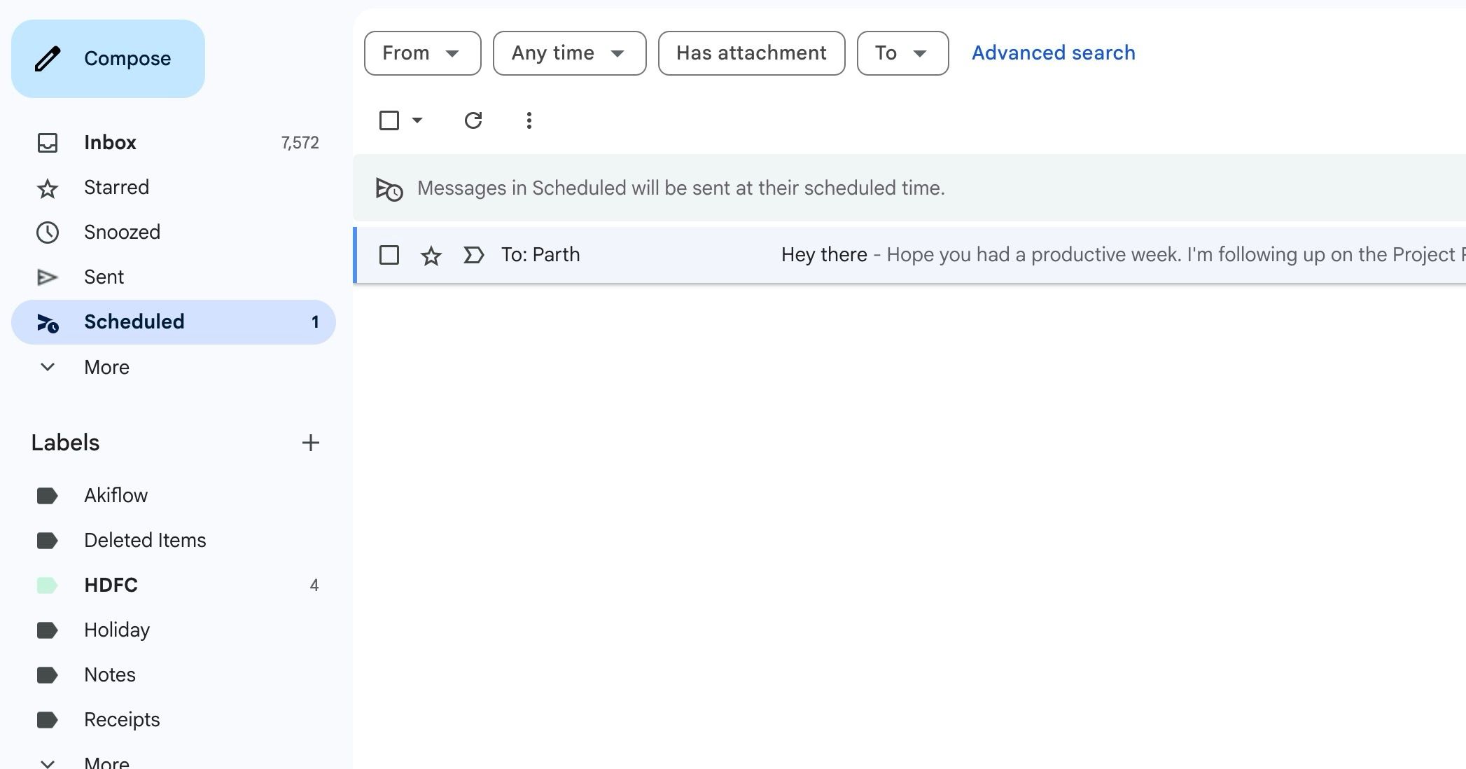 All scheduled emails in Gmail