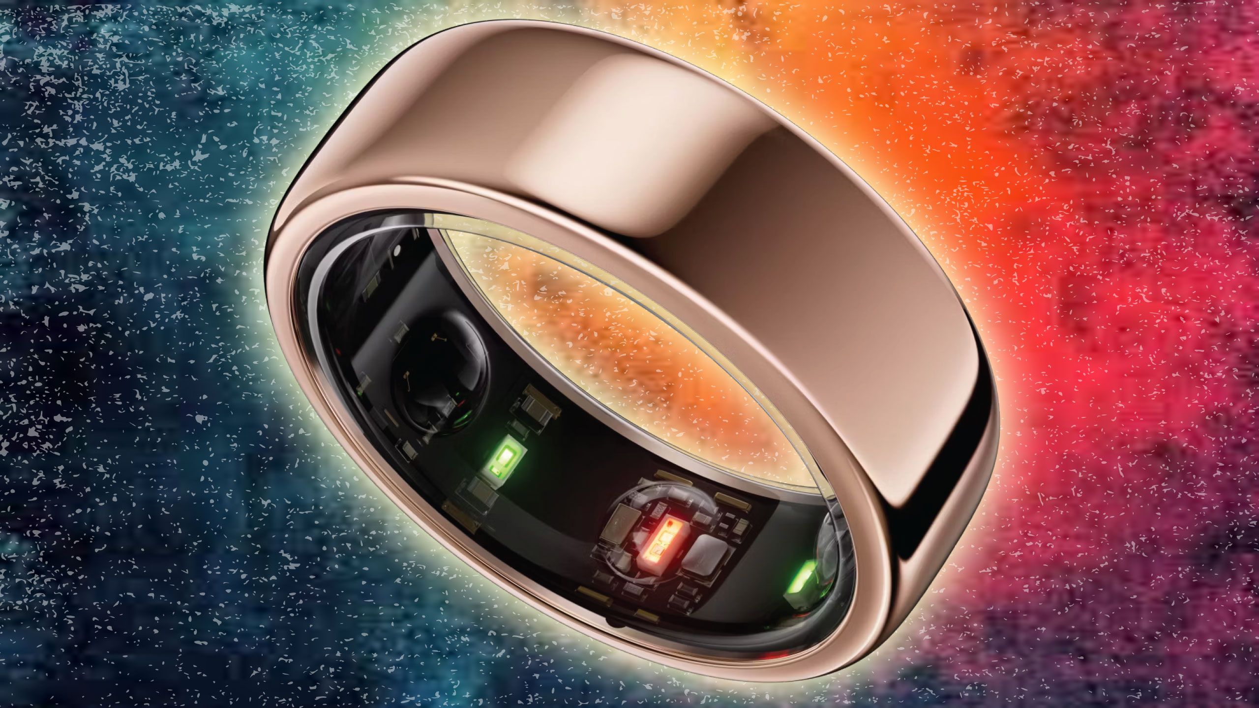 An Oura smartring showing the sensors on the inside of the ring