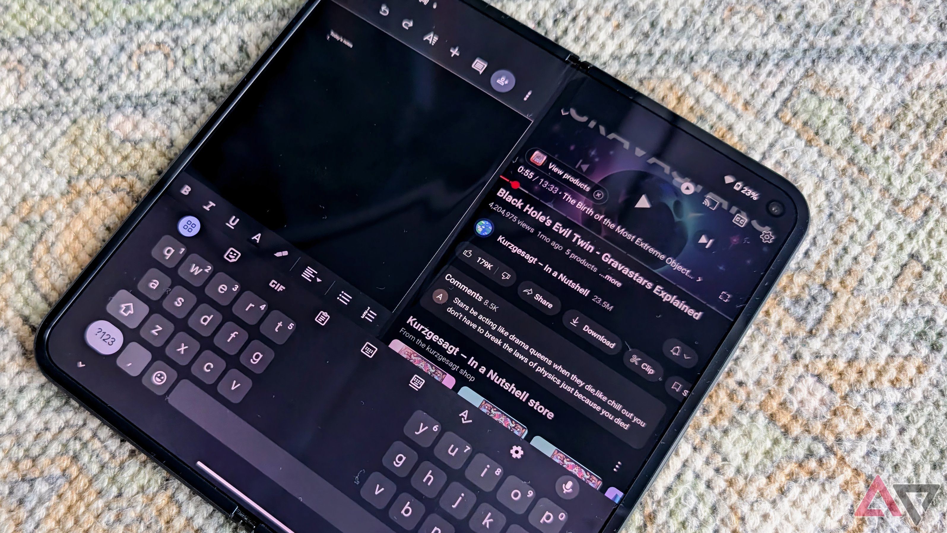 Split screen mode on the Pixel 9 Pro Fold 