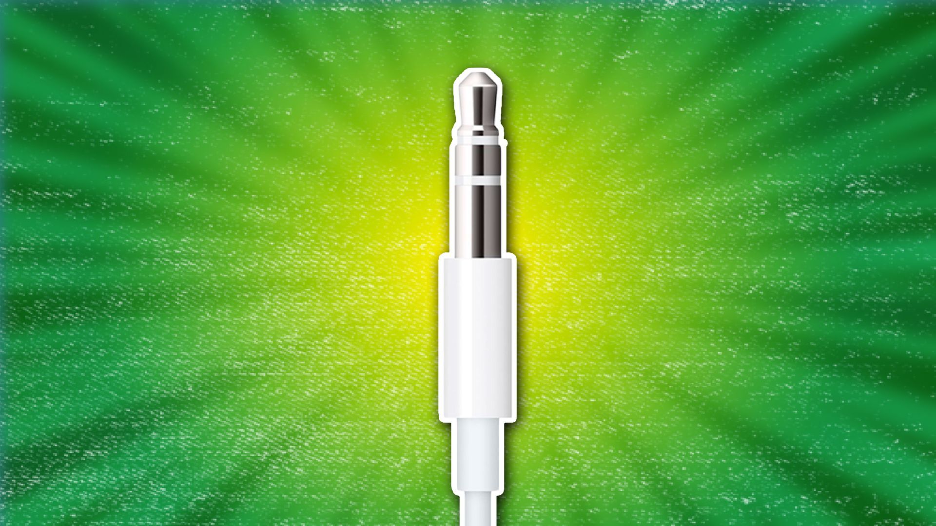 Image of a headphone jack against a green background