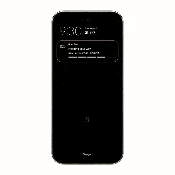 An animation of Android's Live Updates notifications.