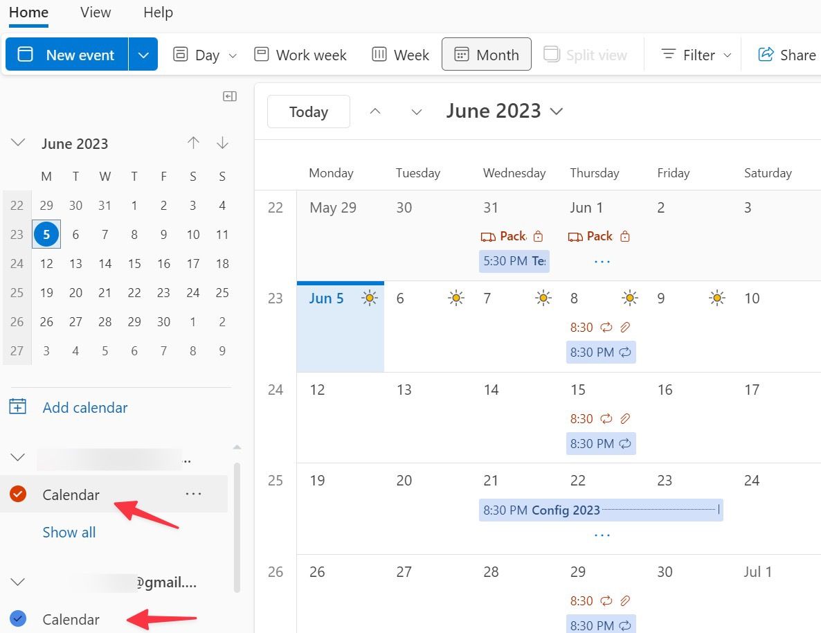 Check Outlook and Gmail calendars in Windows