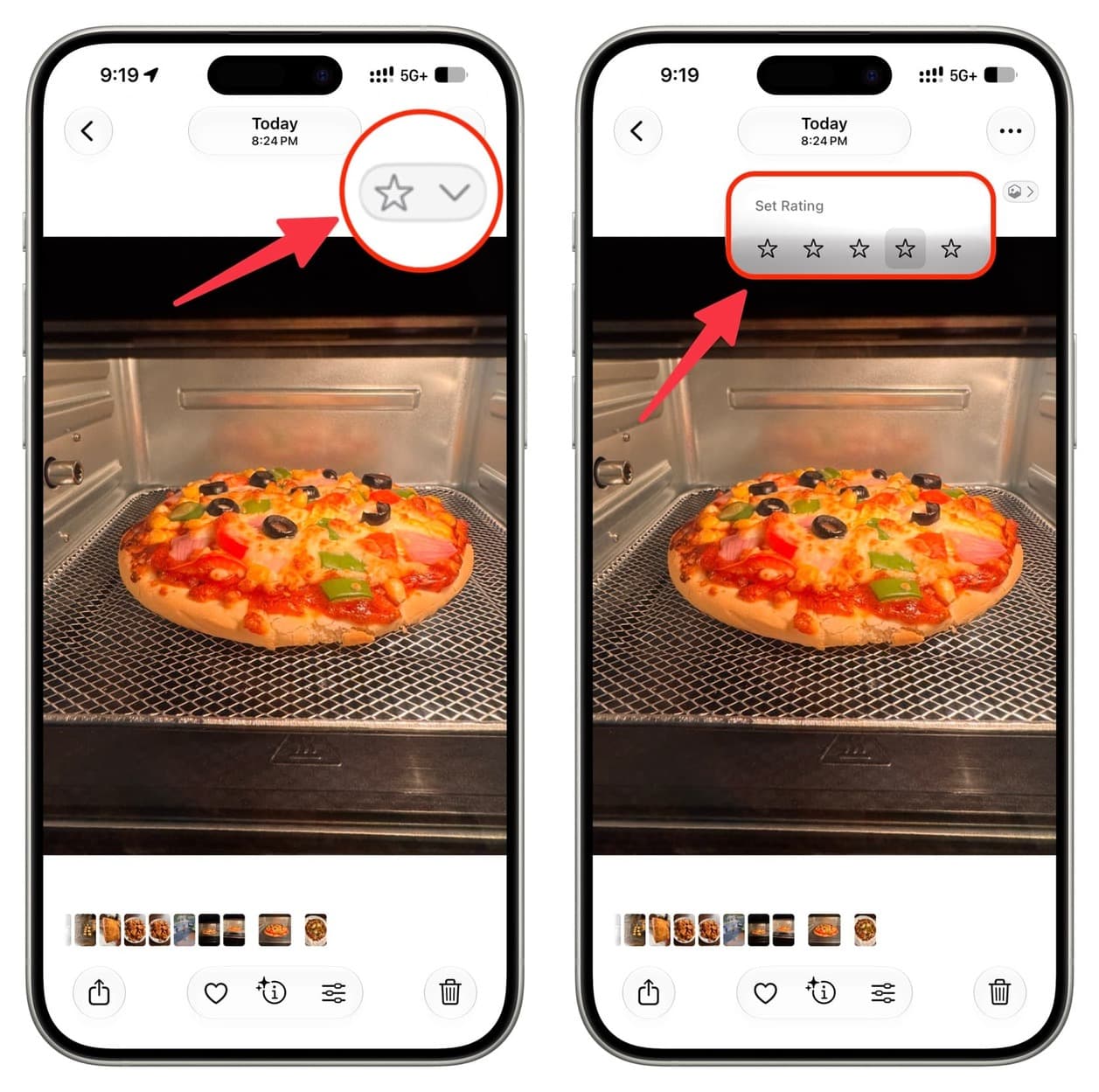 Giving star rating to a photo on iPhone in iOS 27