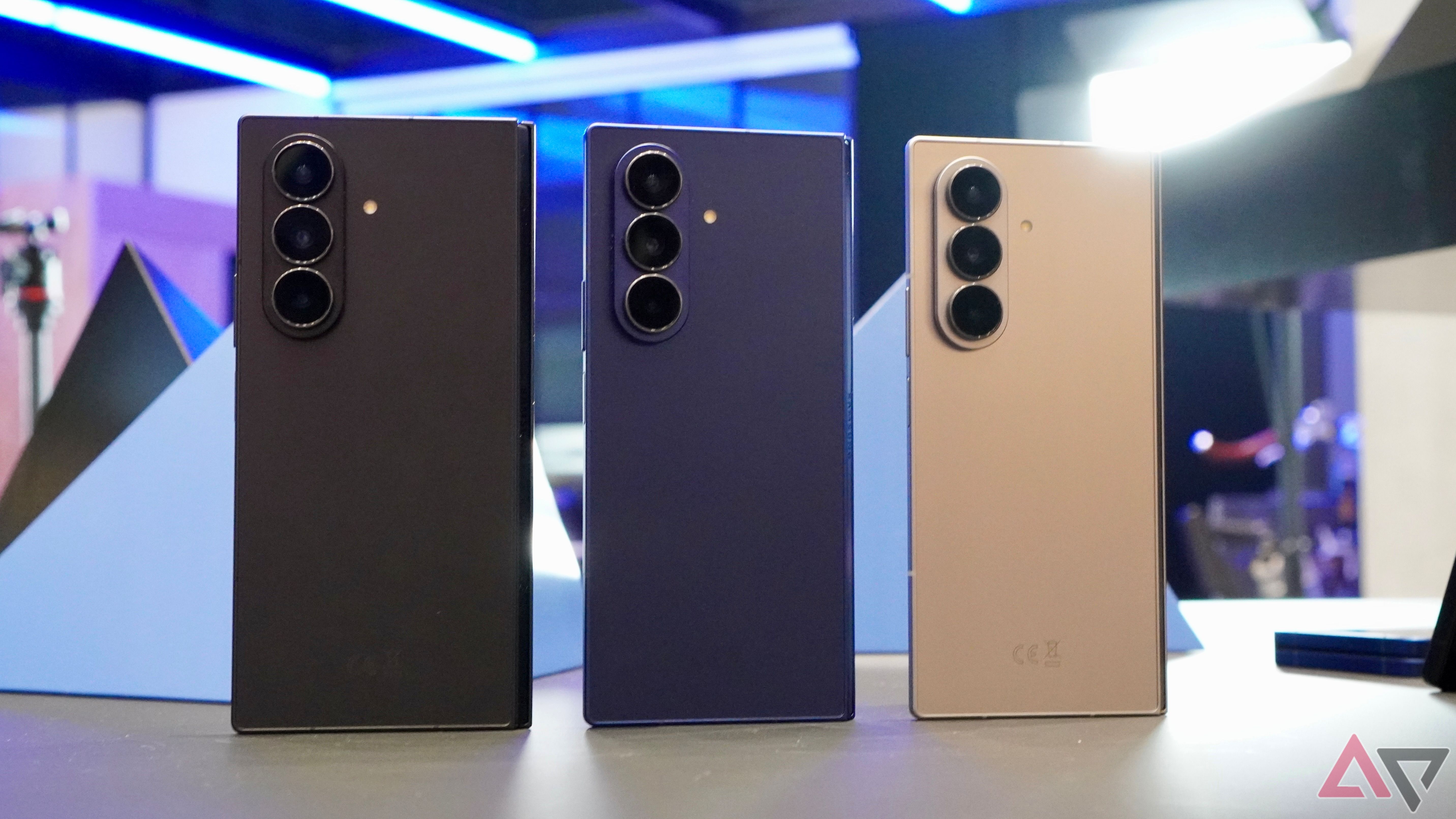 The Samsung Galaxy Z Fold 7 in different colors