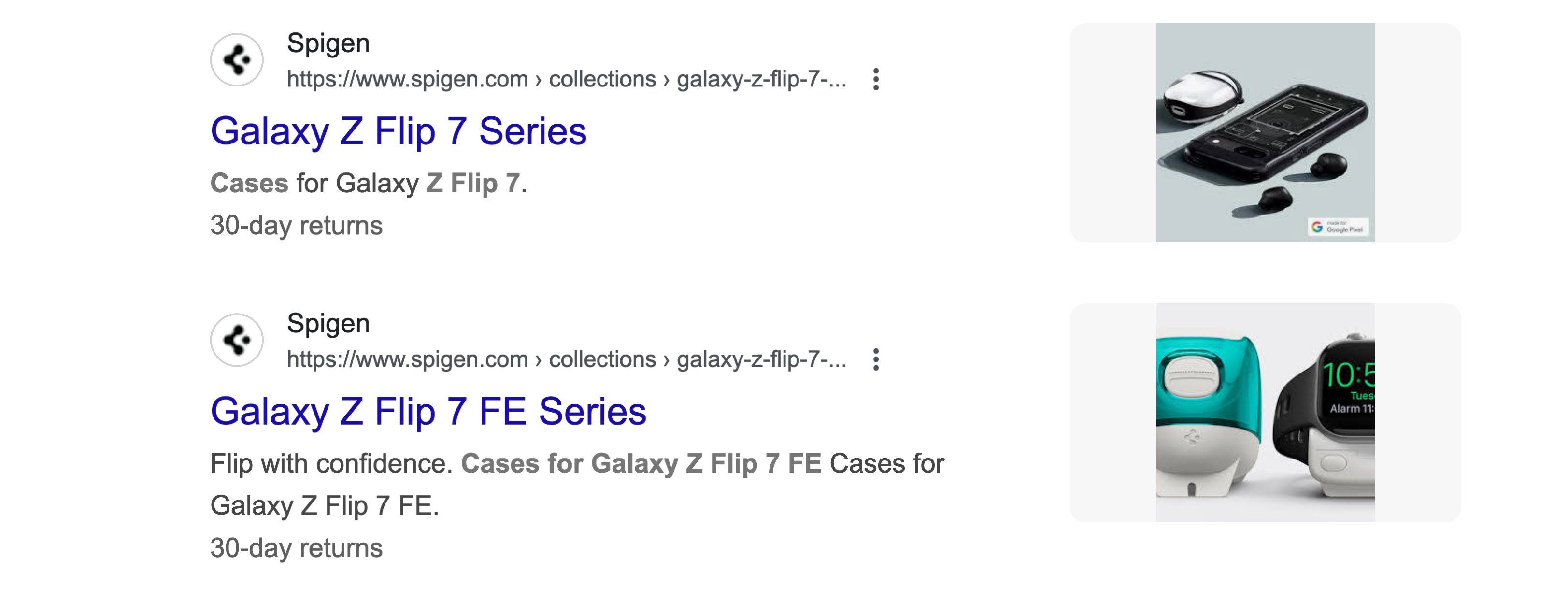Google Search of Galaxy Z Flip 7 Spigen cases