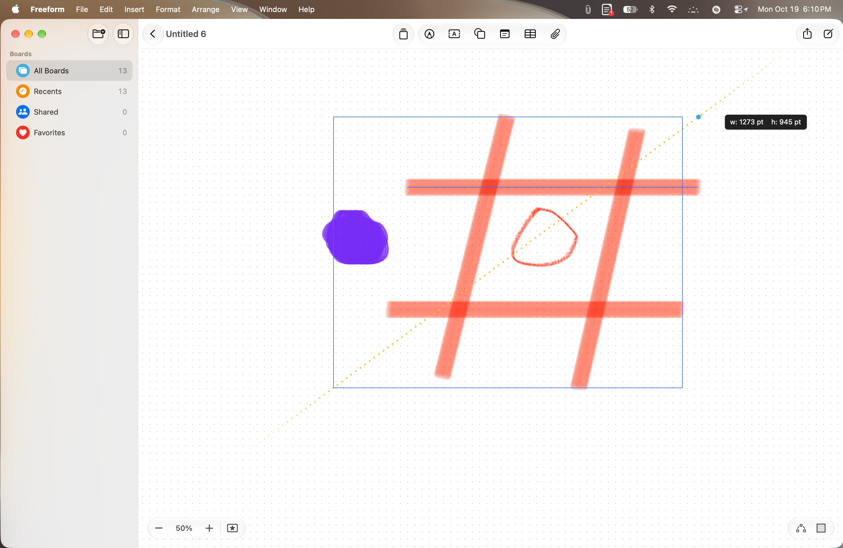 Final drawing moved in Freeform app on Mac