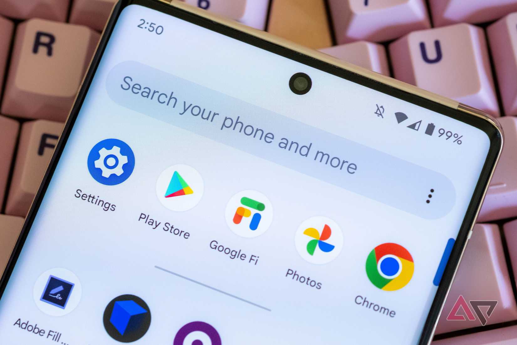 Person holding phone with RCS chat settings on display