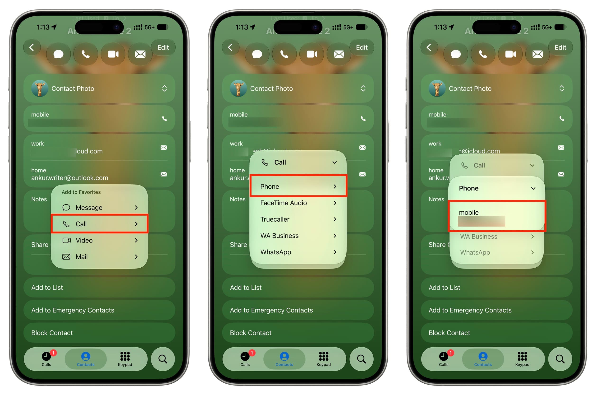 Adding a phone number to favorite on iPhone