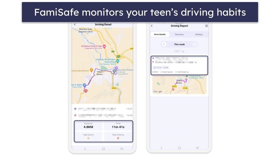 4. FamiSafe — Excellent for Keeping Track of Your Teens’ Driving Habits