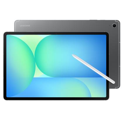 A tablet with NotebookLM website opened laying on a table with a physical notebook beneath it