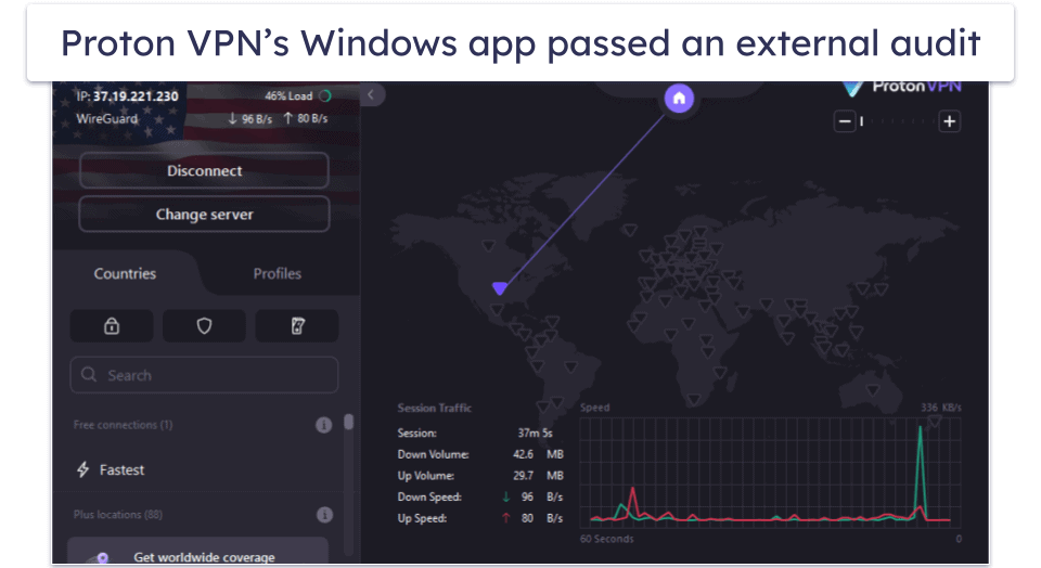 🥈2. Proton VPN — Great Free Windows VPN With Unlimited Data