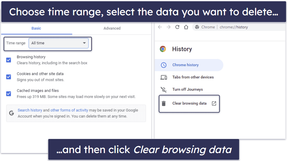 9. Clear Browser Cache, History &amp; Temporary Internet Files