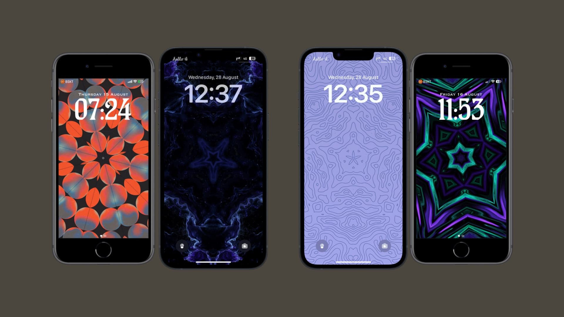 Afsoon screenshot examples of the kaleidoscope effects.