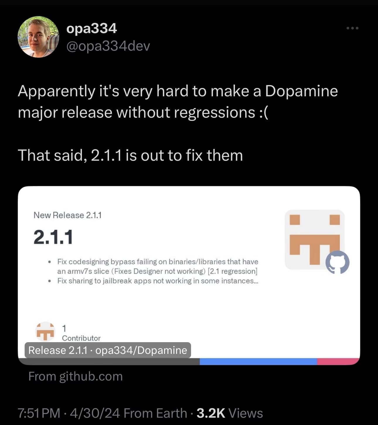 Dopamine v2.1.1 released.