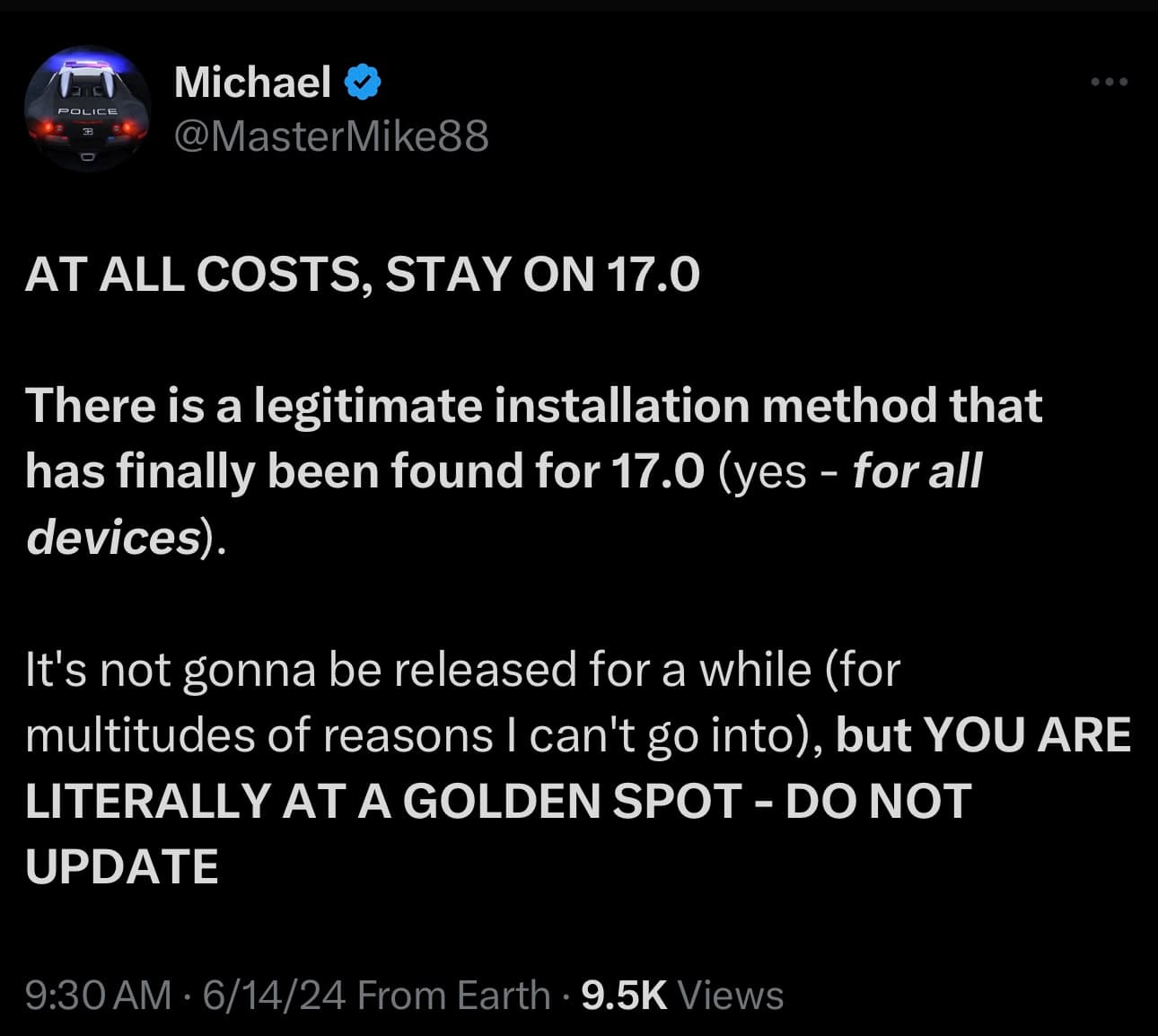 MasterMike announces that a TrollStore install method for iOS & iPadOS 17.0 has been discovered for all devices.