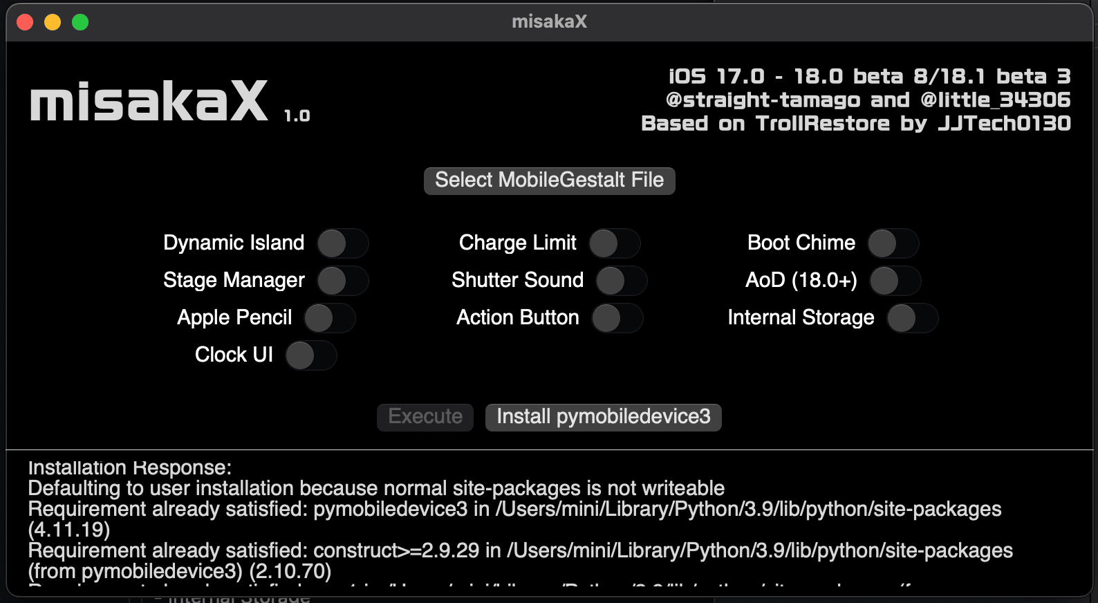 MisakaX macOS user interface.