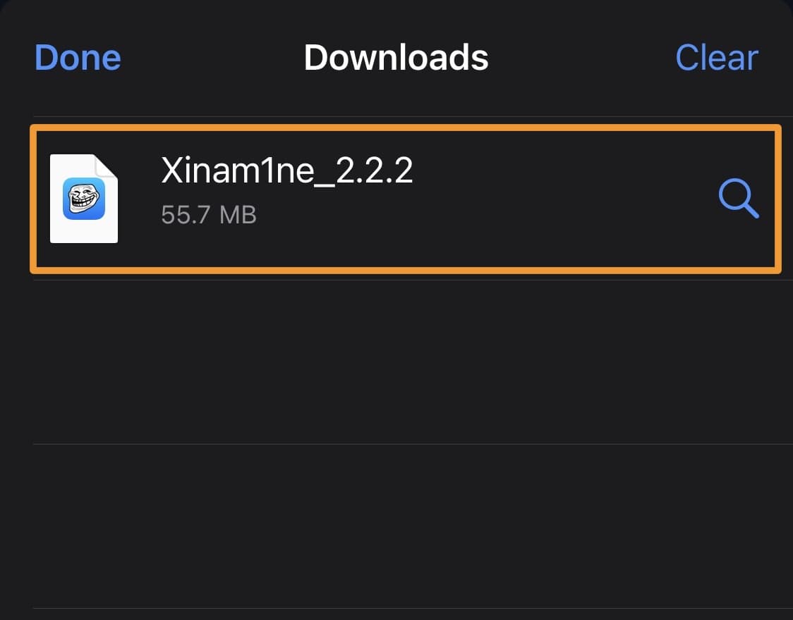 Tap Xinam1ne from recent downloads.