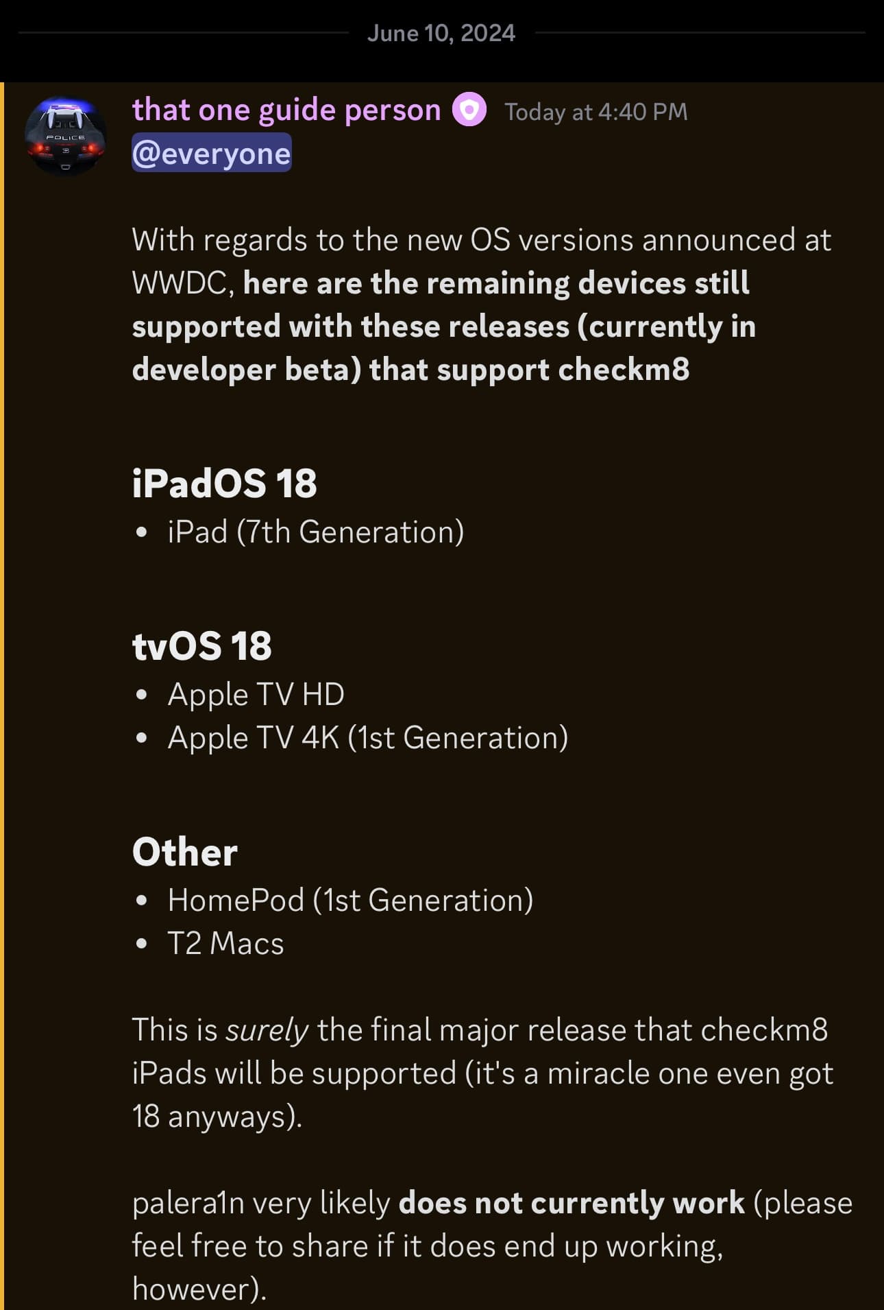 @MasterMike88 outlines which checkm8-vulnerable iPads are still supported by iPadOS 18.