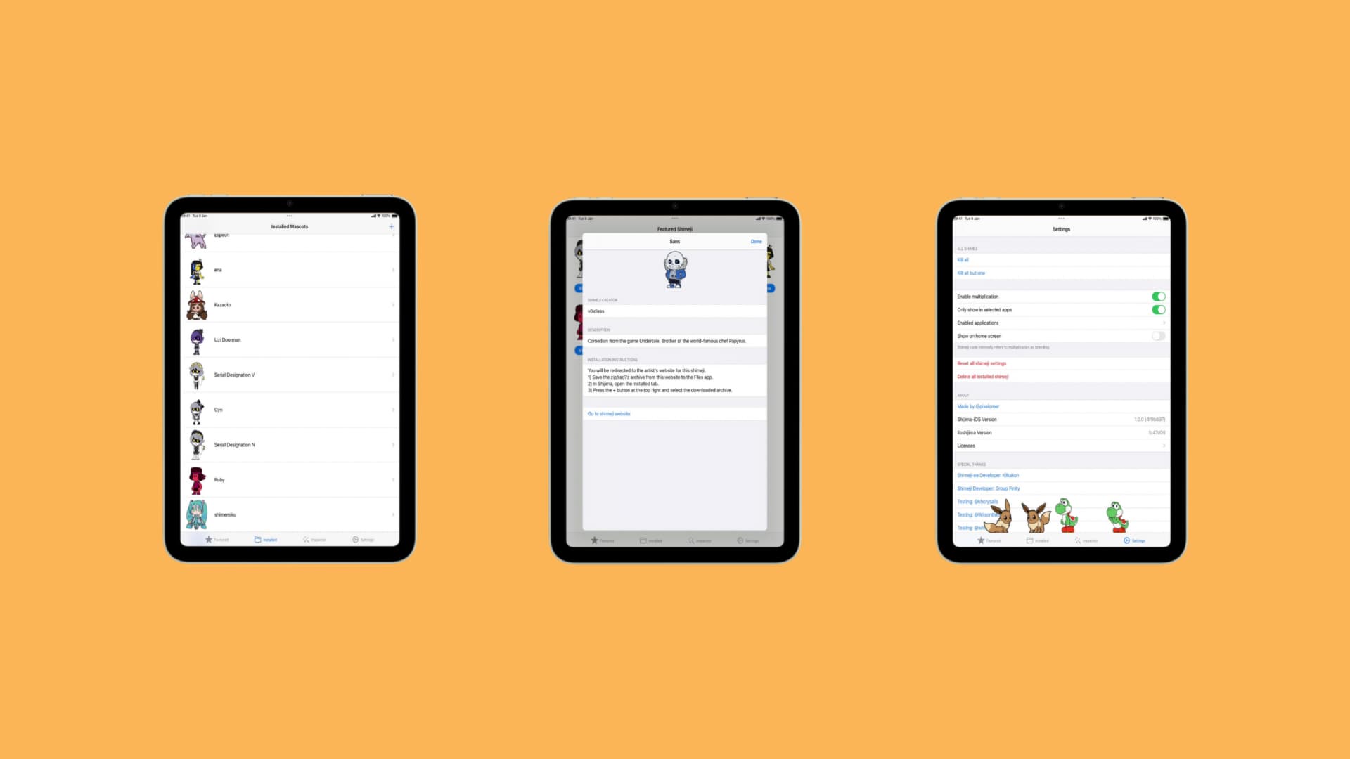 Shijima app preferences.