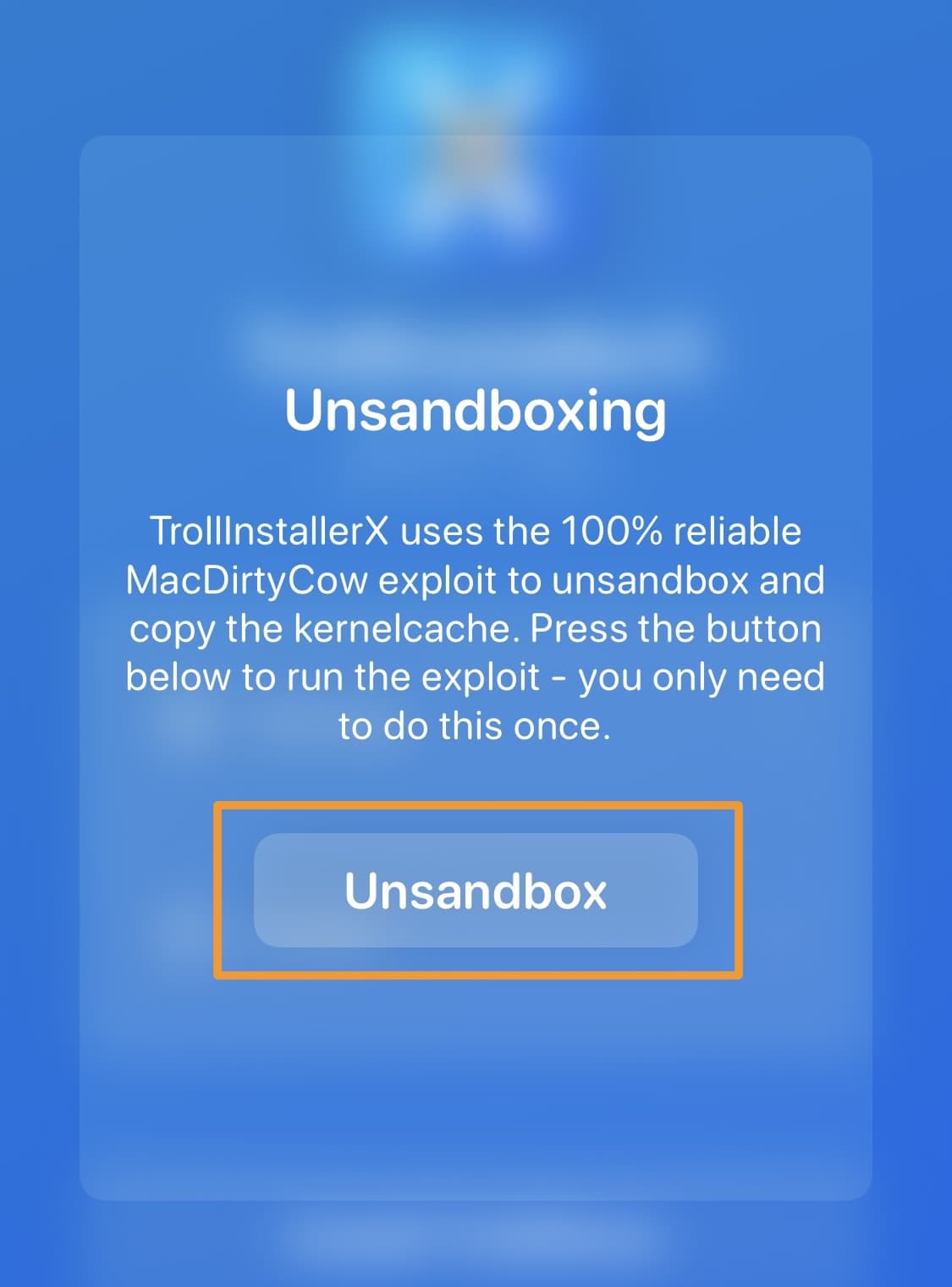 Tap the Unsandbox button in TrollInstallerX.
