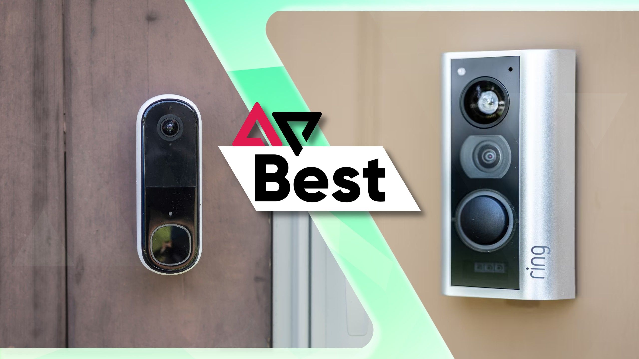 best doorbell cameras hero on a green background