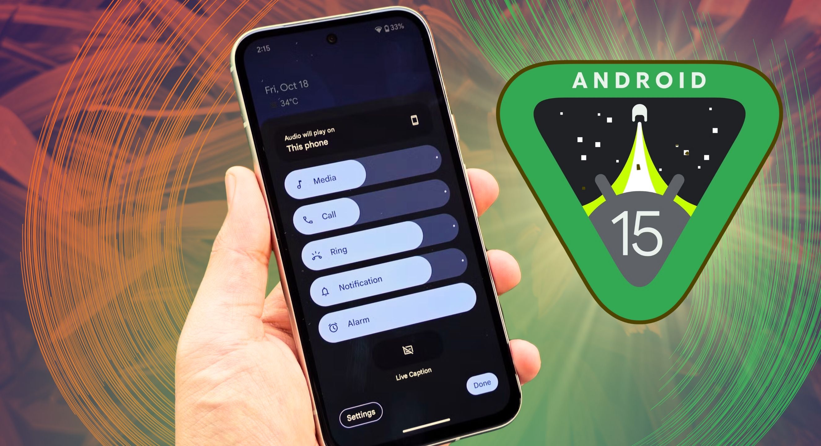 A phone showing new Android 15 features