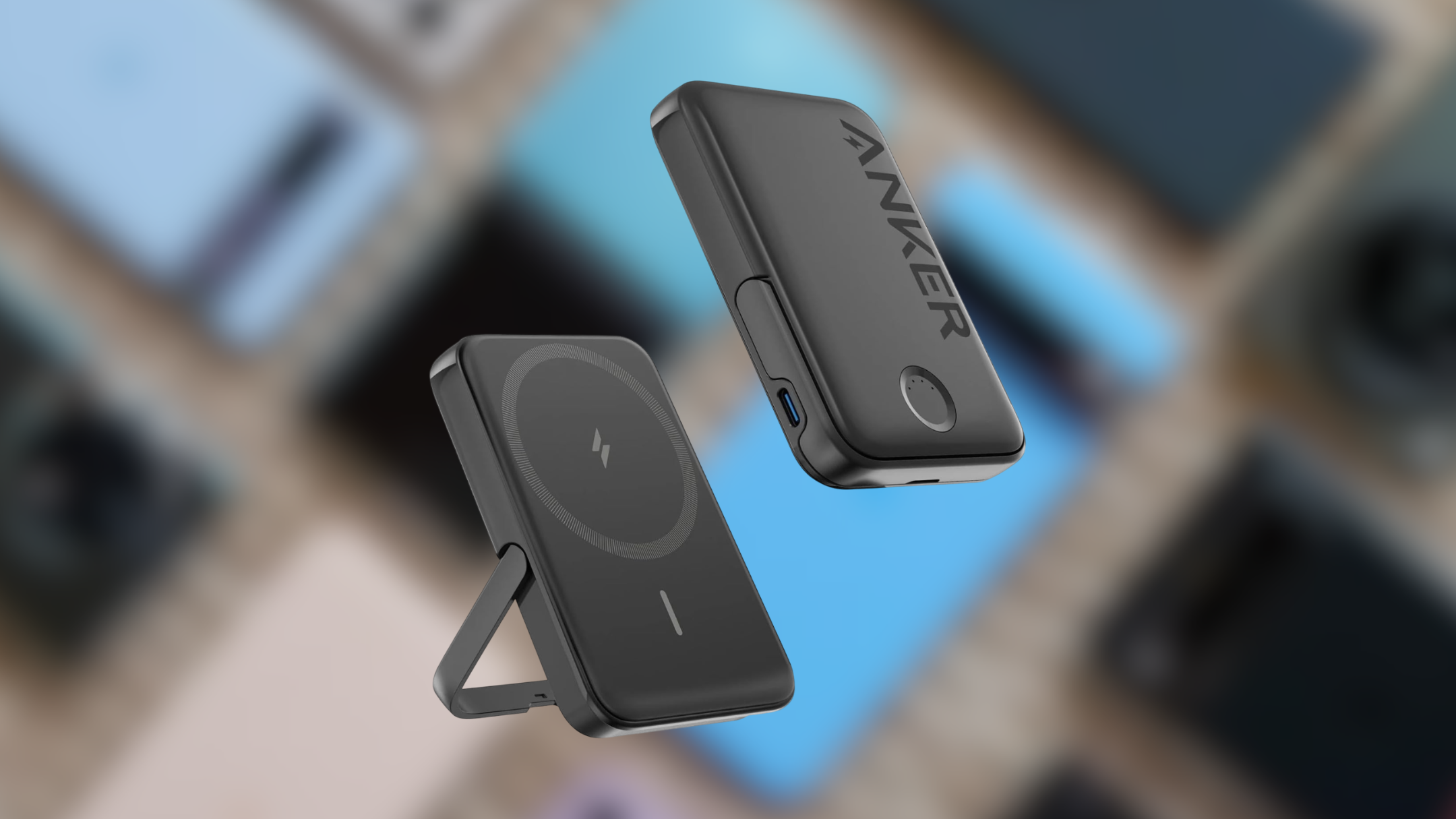 (2 PACK) Anker 5,000mAh USB-C MagGo Magsafe Wireless Charging Powerbank with Kickstand
