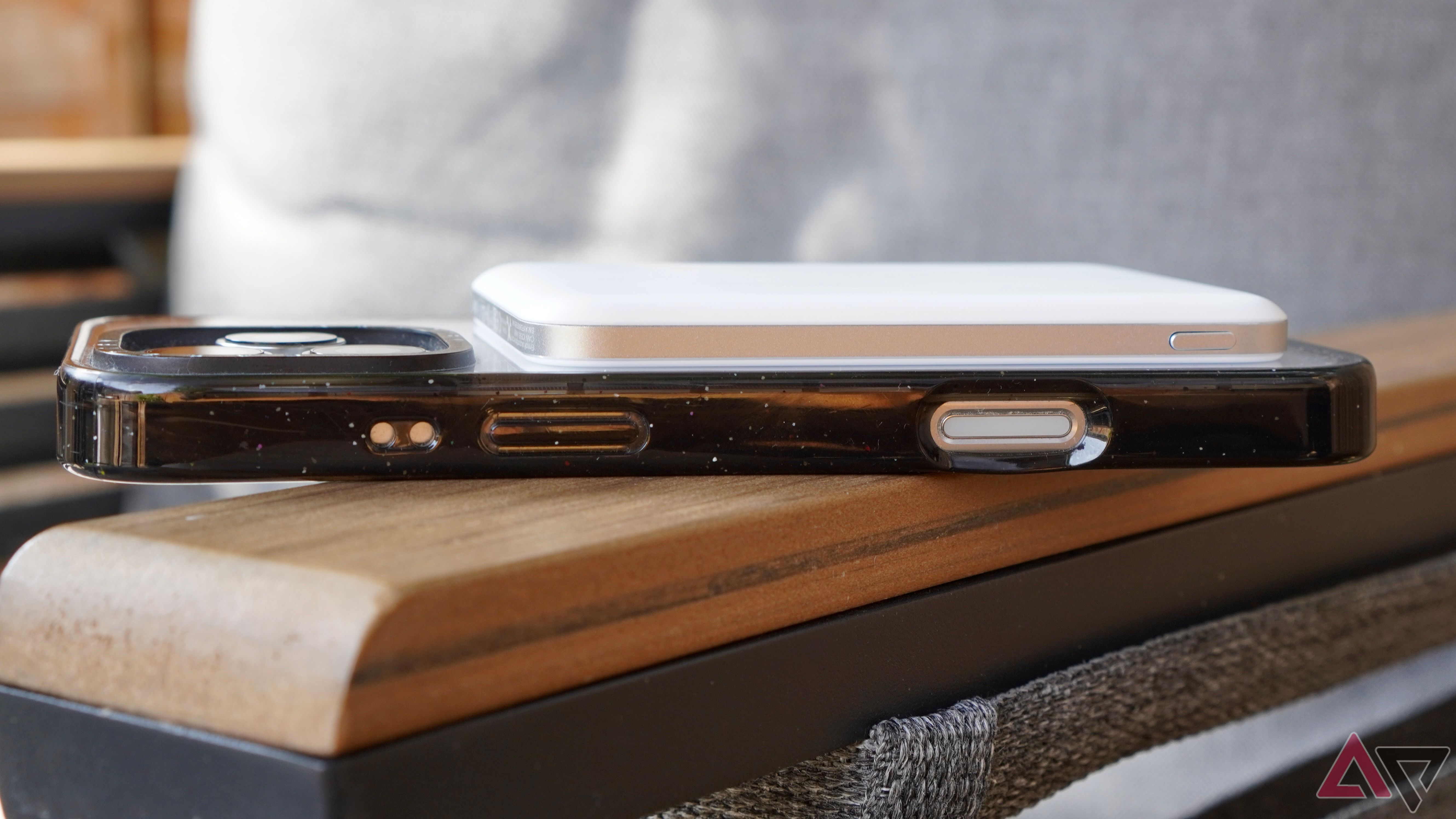 The Anker Nano Power Bank charging an Apple iPhone 16 Pro Max