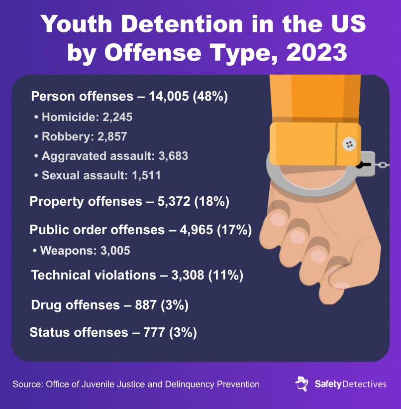 youth detention in the US by offense type in 2023