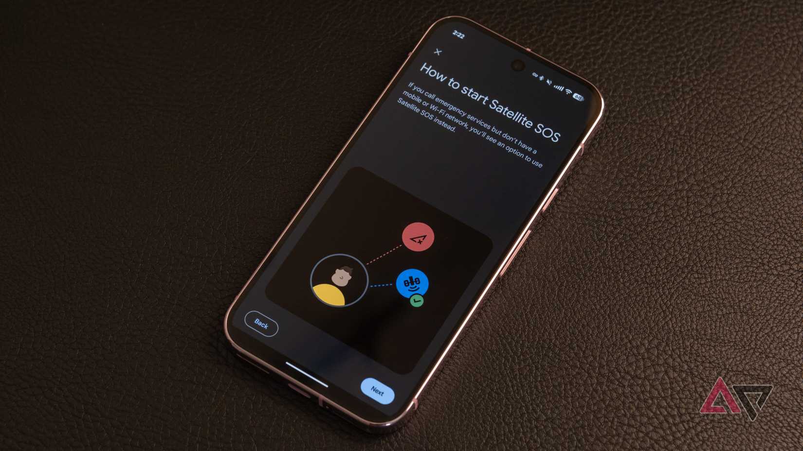 A closeup on the Material You icons on the Pixel 9 Pro against a red backdrop.