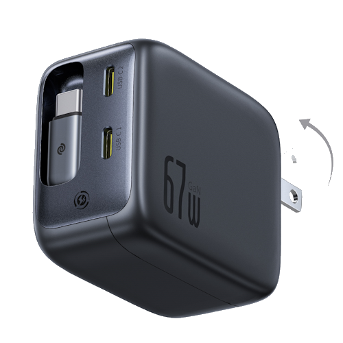 Baseus EnerCore CJ11 fast charger with retractable USB-C cable (67W)