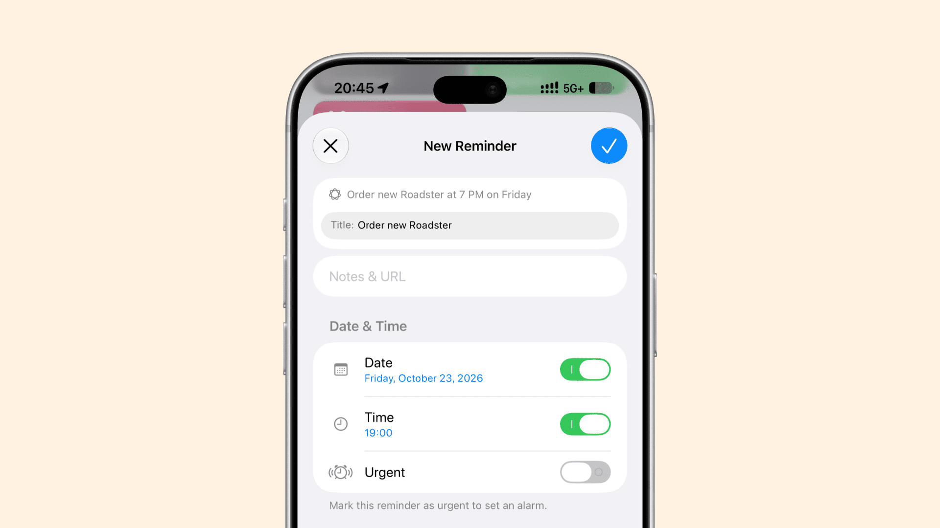 Adding new reminder in iOS 27 by typing