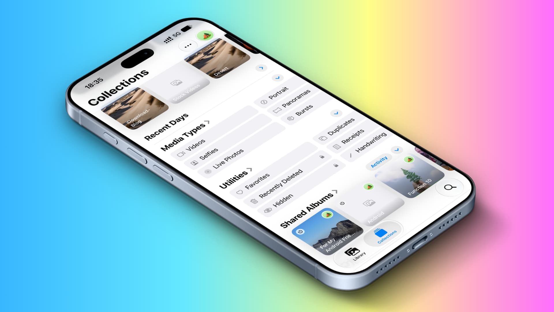 Collection tab in iOS Photos app