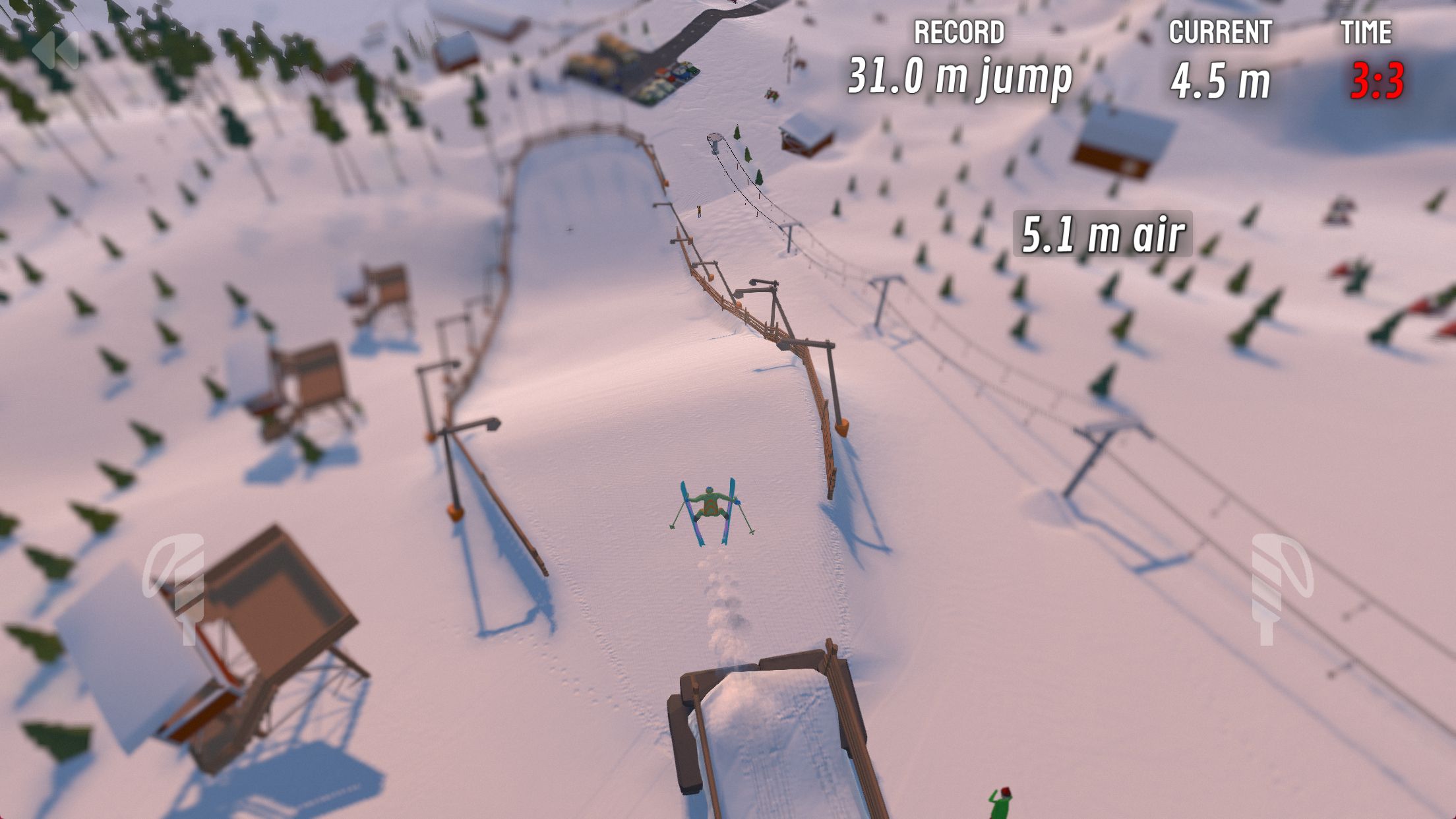 Grand Mountain Adventure in-game screenshot showing skiiing in action