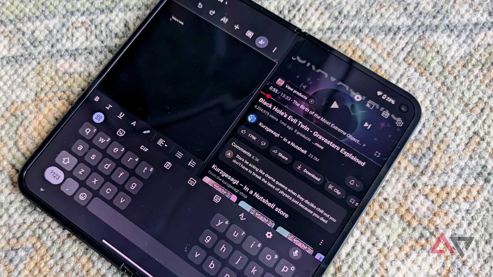 YouTube Music and Spotify on Google Pixel 9 Pro fold