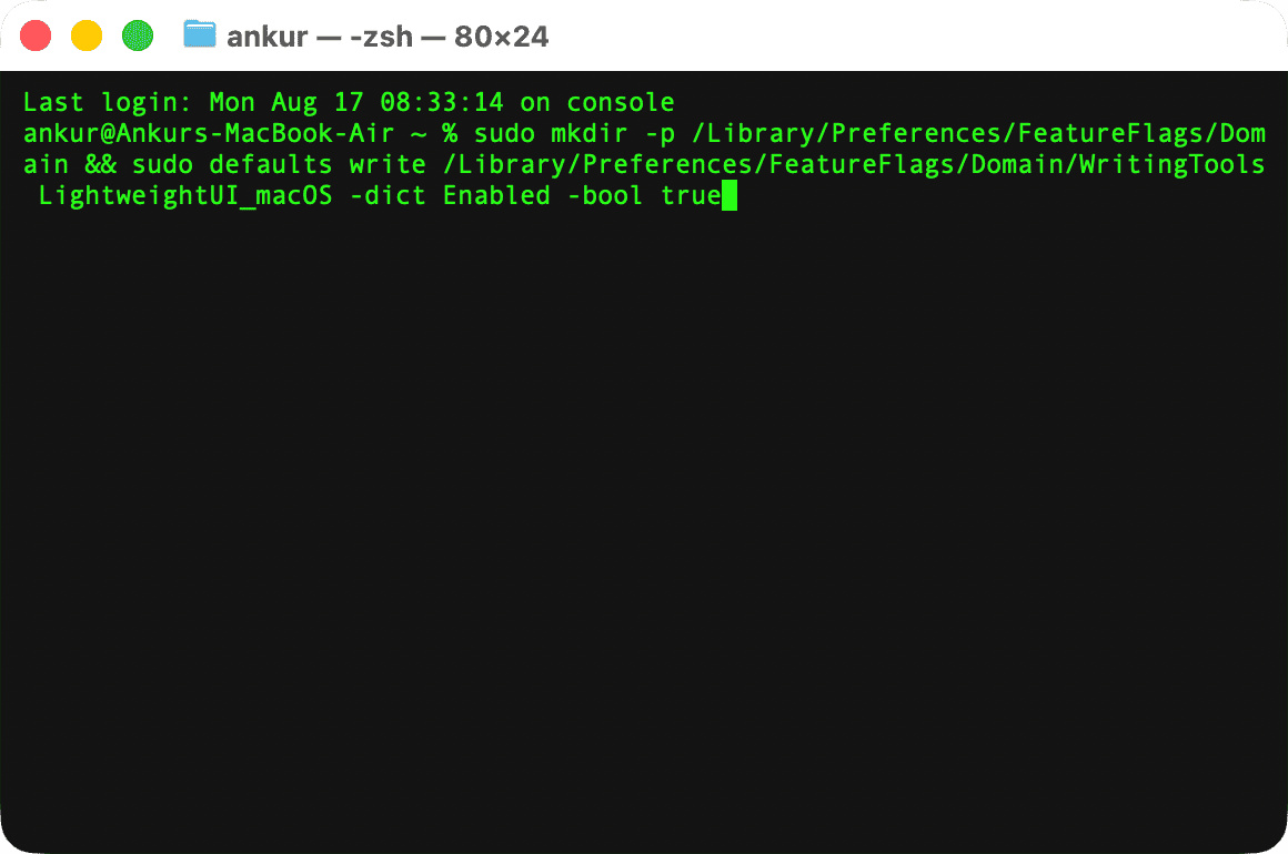 Terminal command to show secret Siri popover in macOS 27