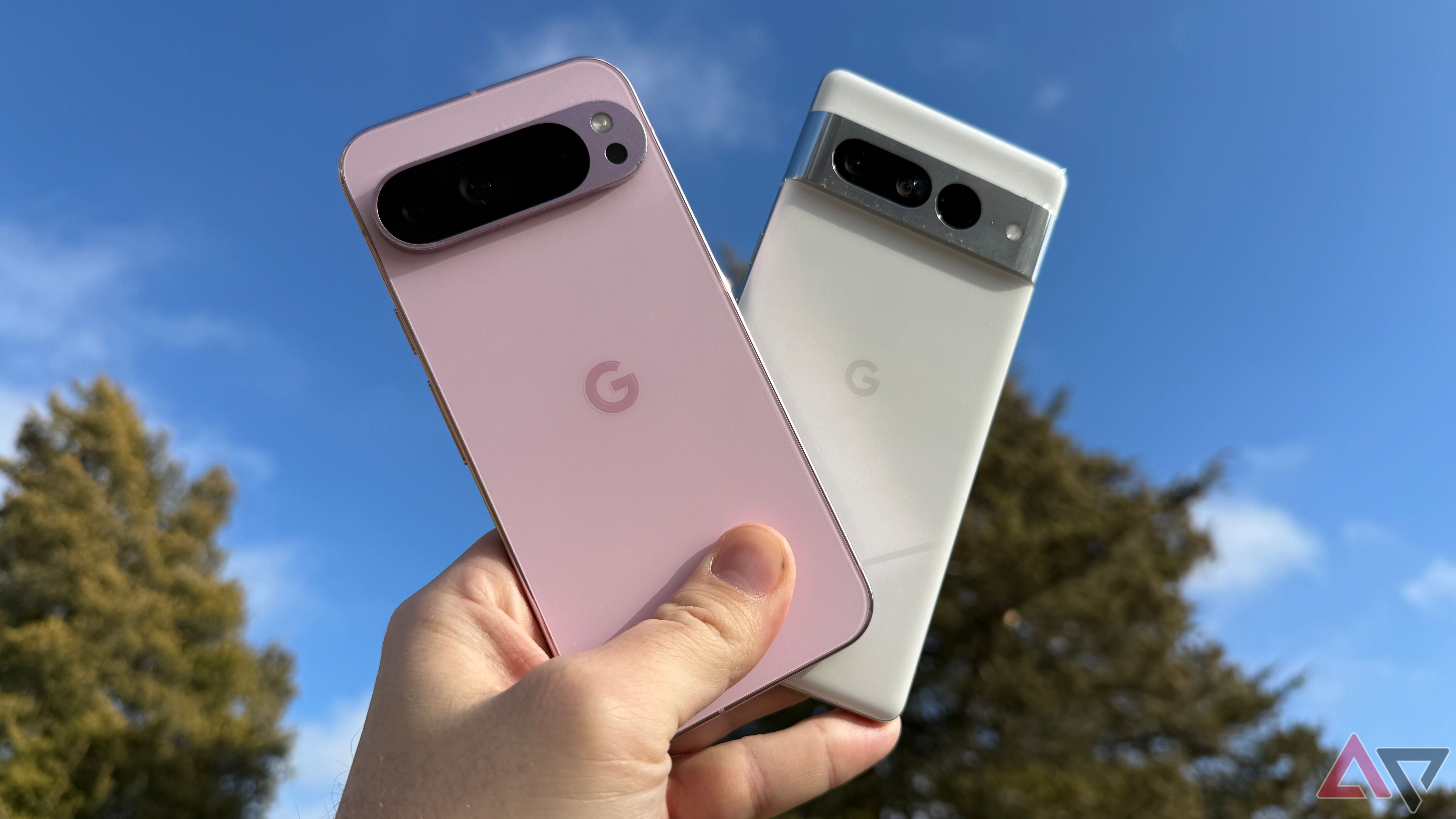 Pixel 9 Pro XL and Pixel 7 Pro held side by side