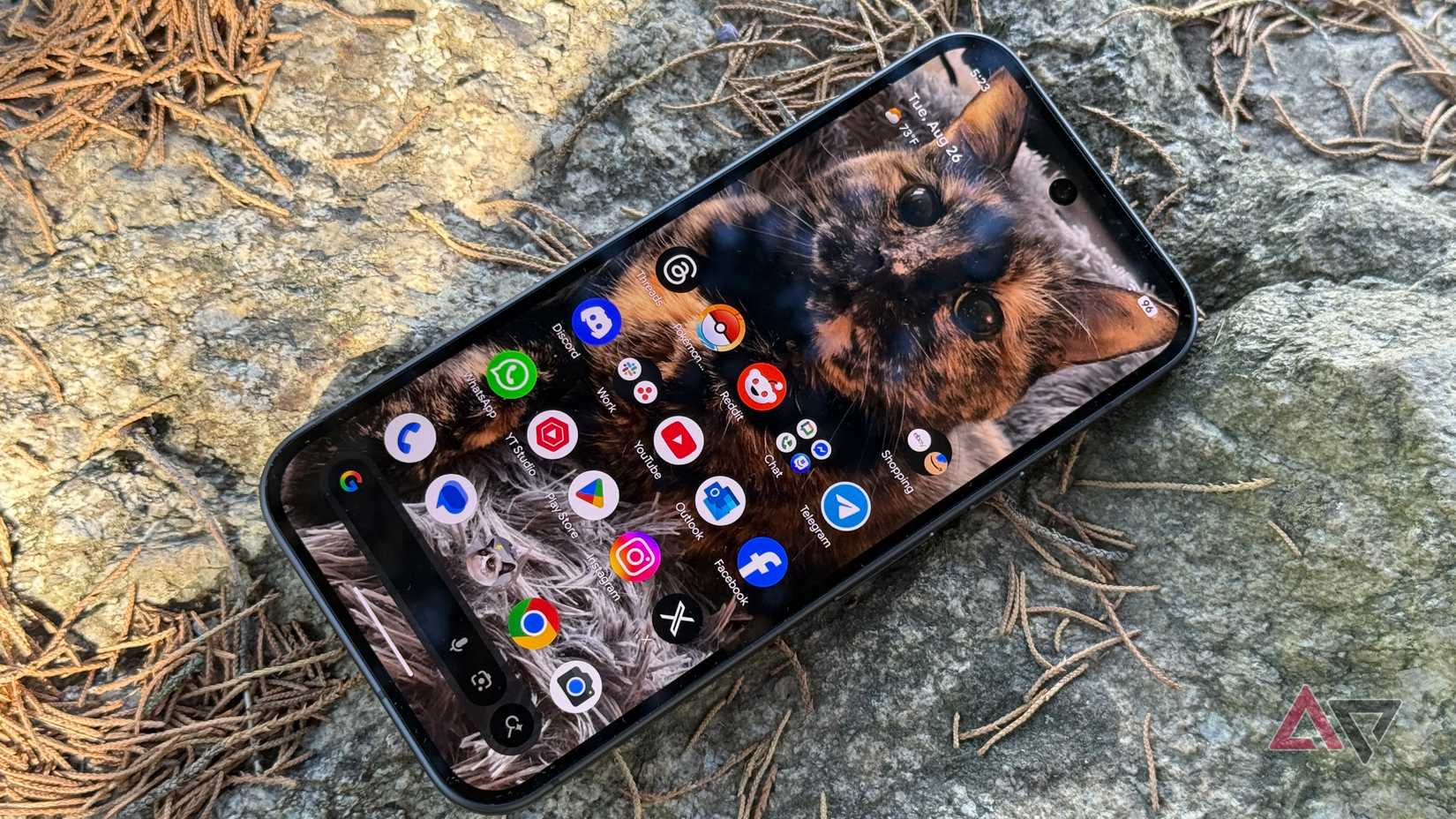 The Samsung Galaxy Z Fold 6 set against some flowers