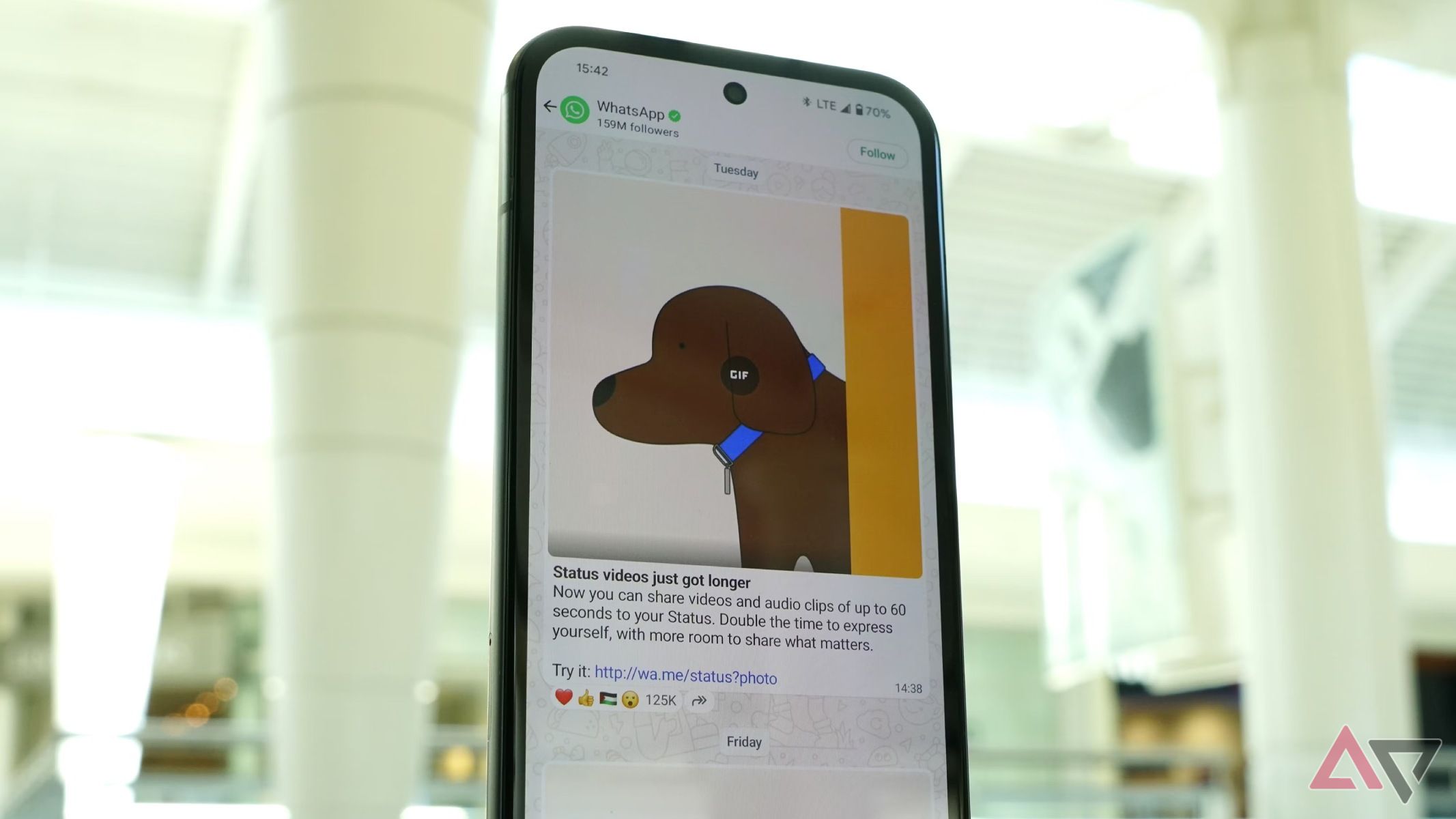 A picture of the updates channel where WhatsApp updates users to changes.