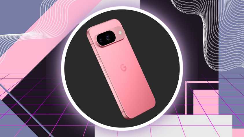 A photo illustration of two hands holding phones with a peach overlay 