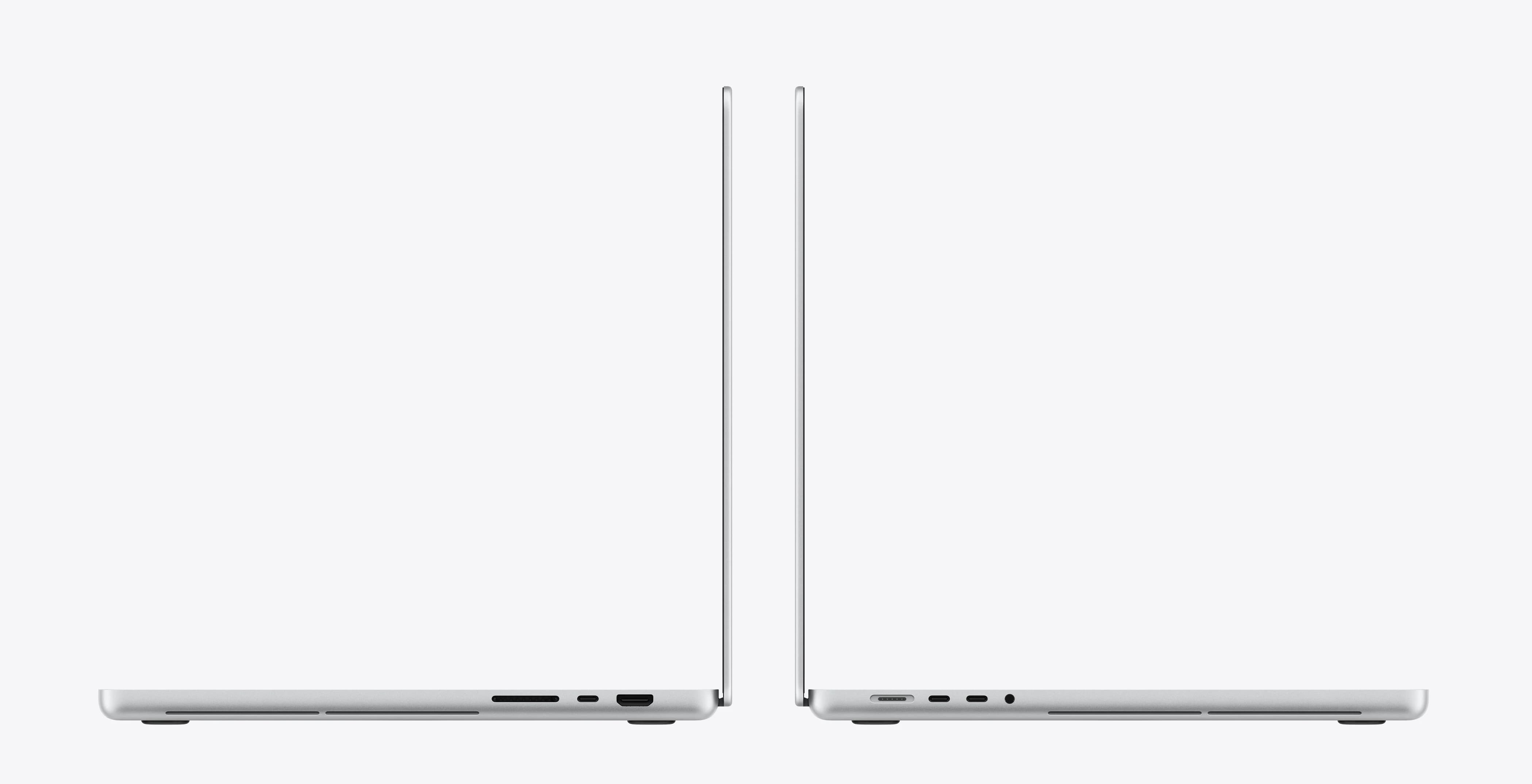 Side view of touchscreen MacBook Pro showing all ports
