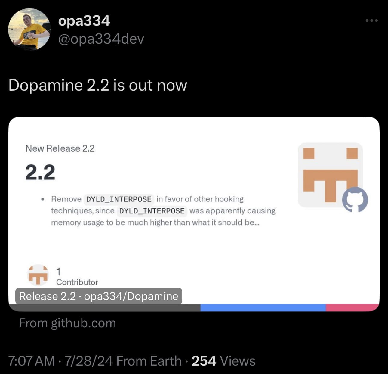Dopamine v2.2 announced by developer Lars Fröder.