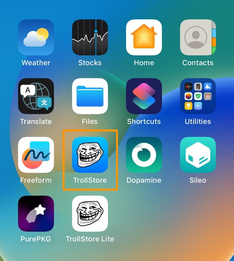 Launch TrollStore from the Home Screen.