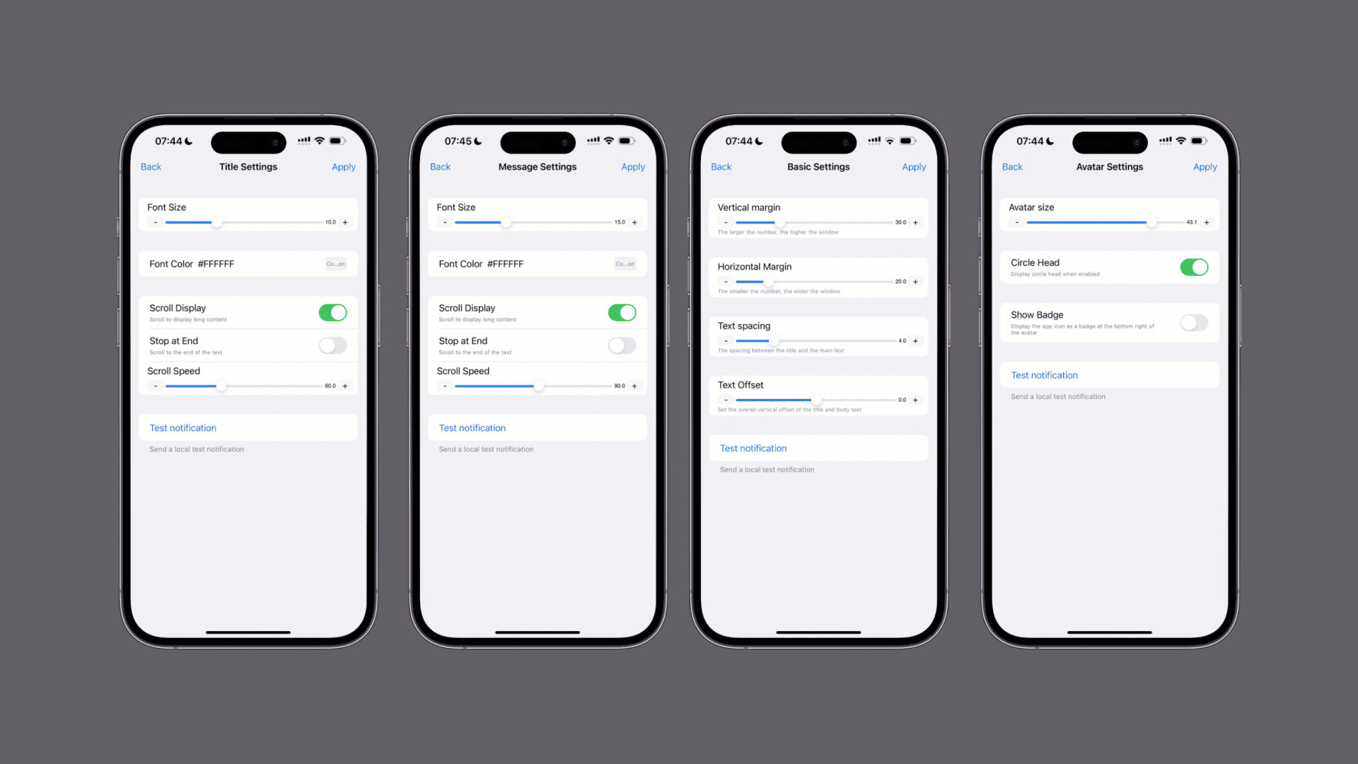 NiceApertureiOS16 options to configure.