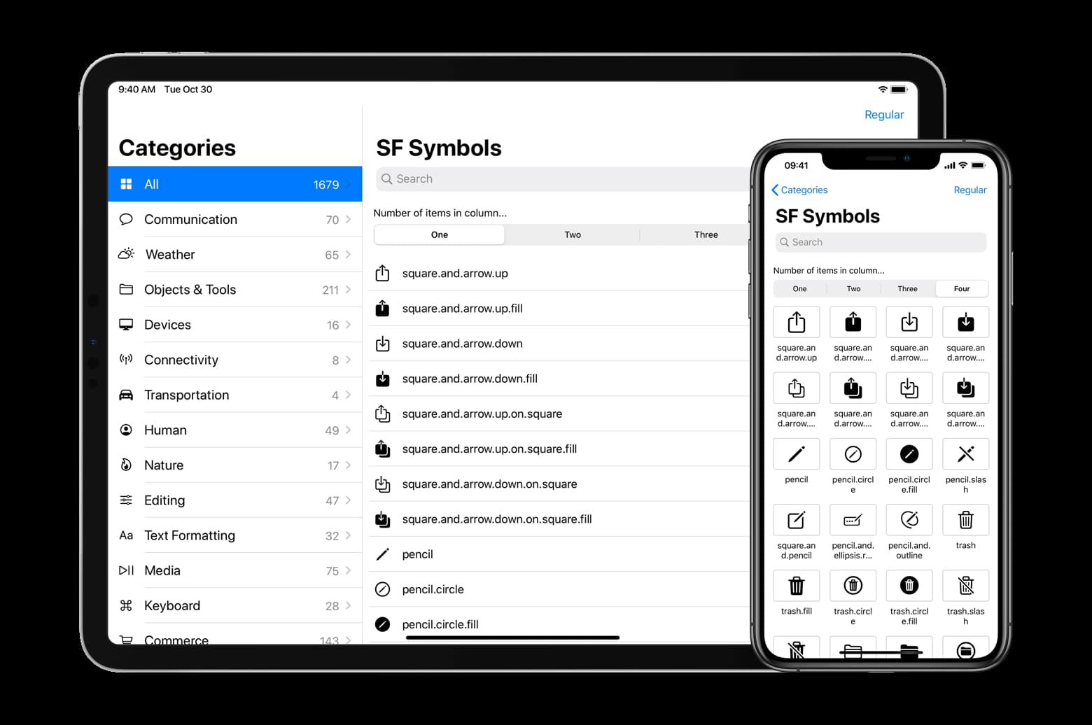 SF Symbols Preview screenshot examples.