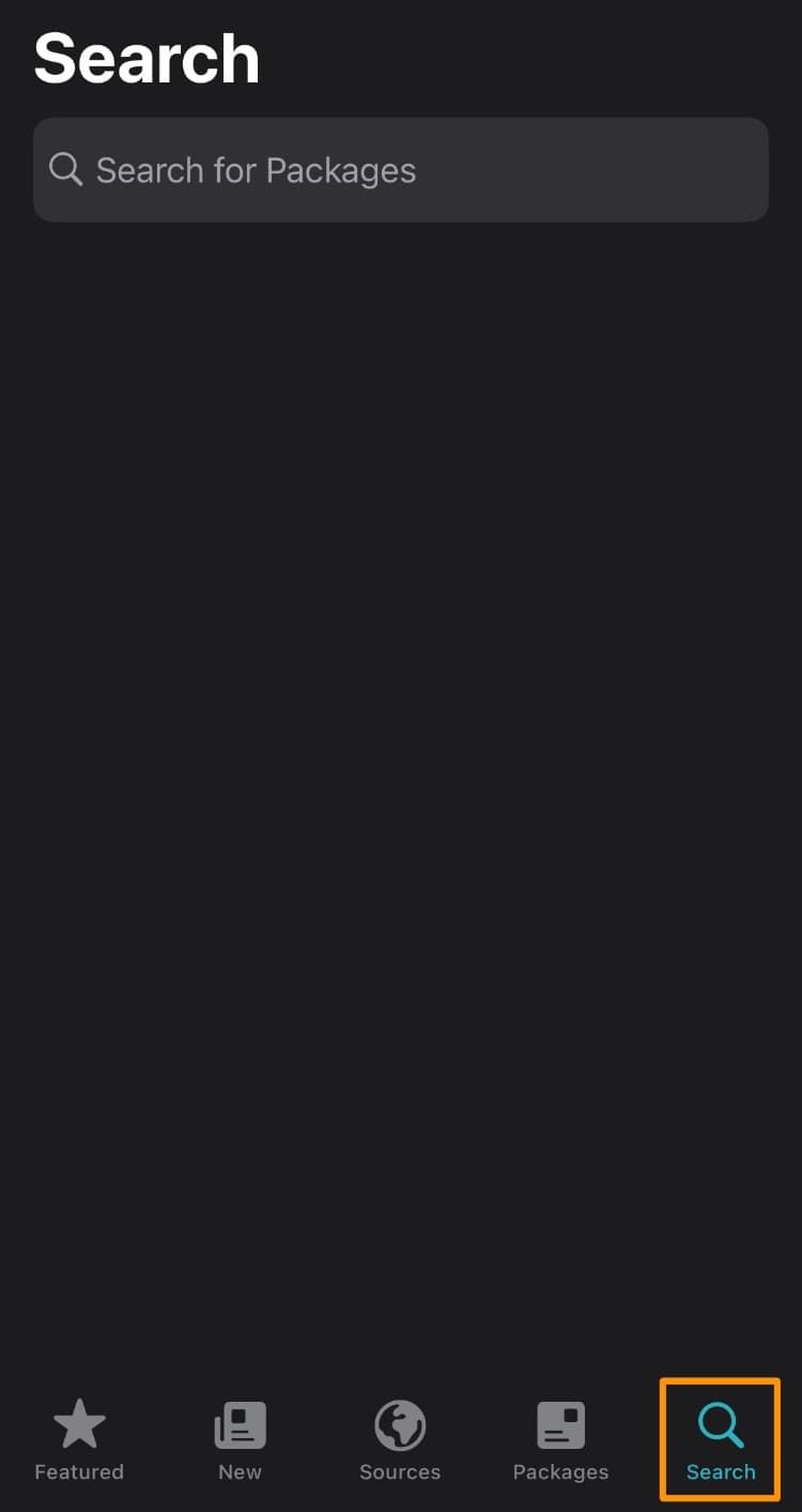 Search button in Tab Bar in Sileo.