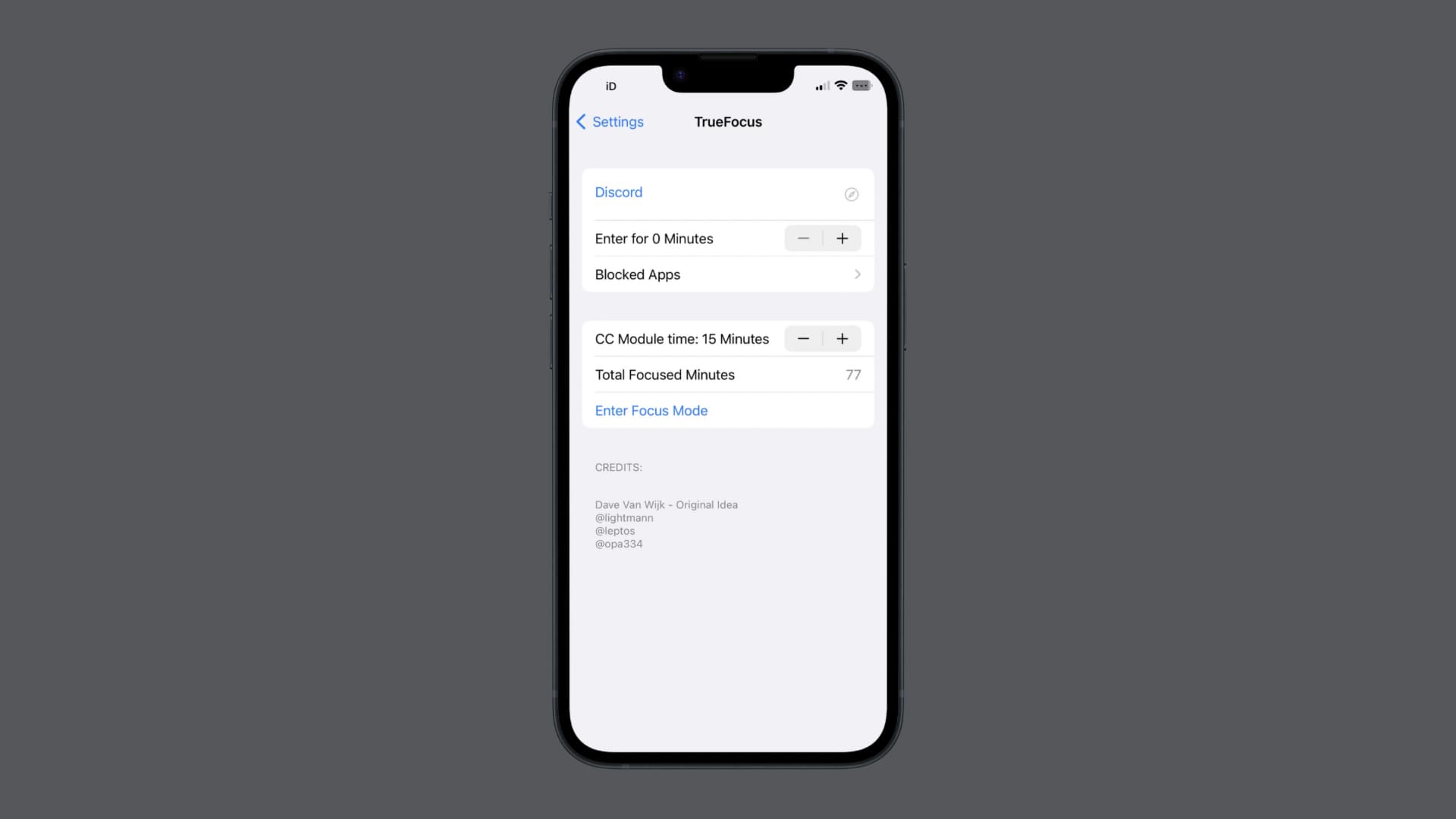 TrueFocus options to configure.