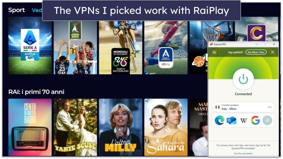 Best VPNs for RaiPlay