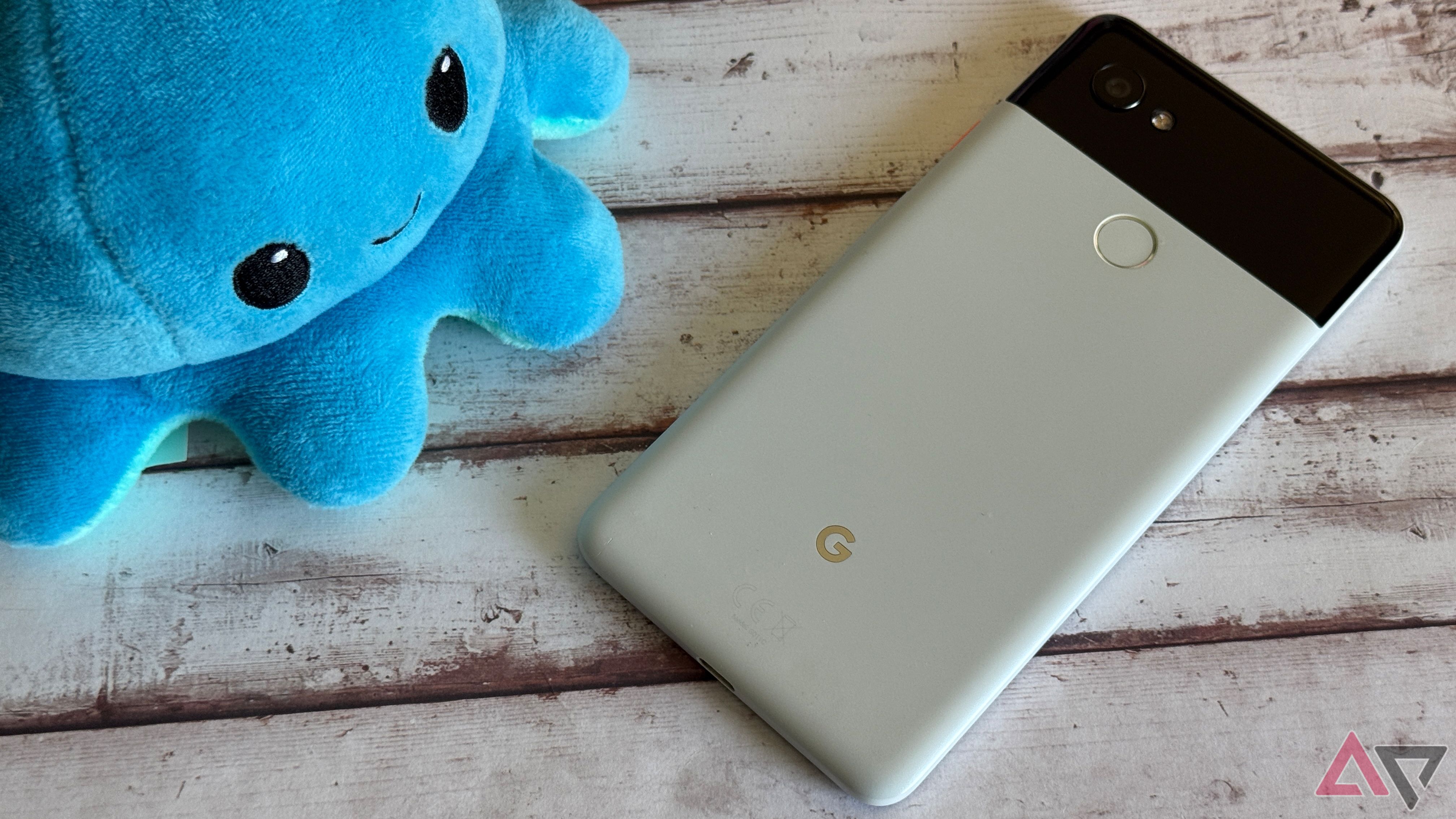 Google Pixel 2 XL next to a plush