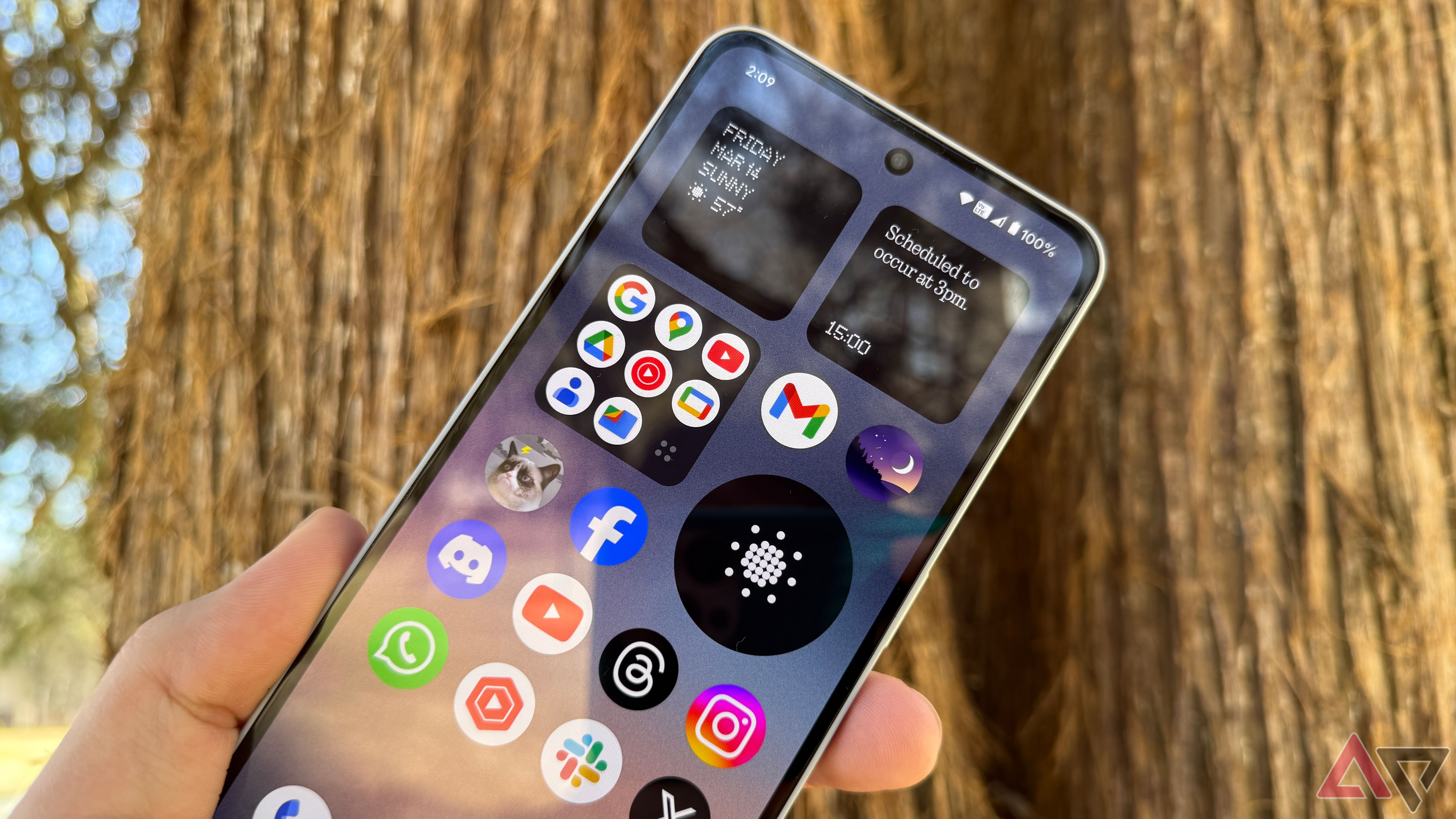 Home screen on the Nothing Phone 3a Pro showing off NothingOS 3.1